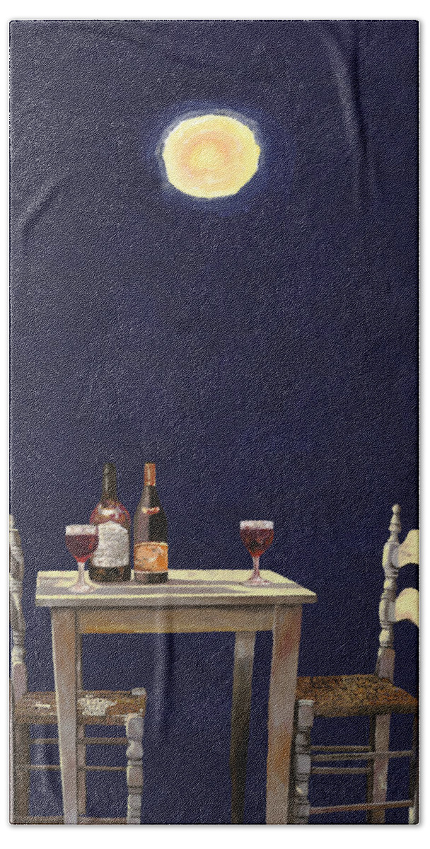 Moon Bath Towel featuring the painting Le Ombre Della Luna by Guido Borelli