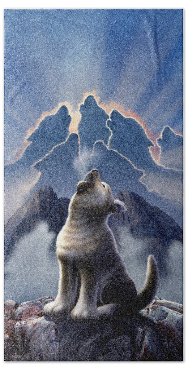 Wolf Hand Towel featuring the digital art Leader of the Pack by Jerry LoFaro