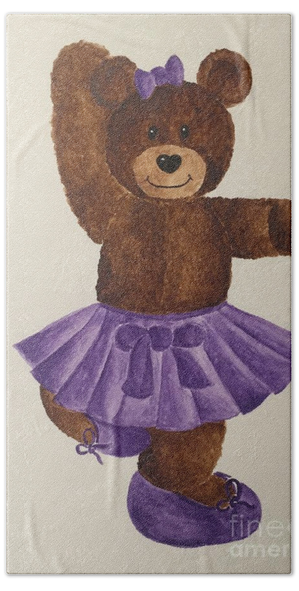 Teddy Bear Bath Towel featuring the painting Leah's Ballerina Bear 2 by Tamir Barkan