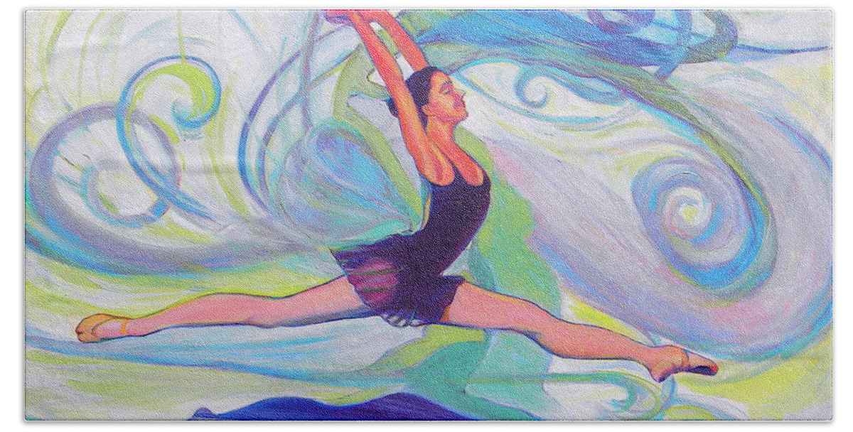 Ballerina Bath Towel featuring the painting Leap of Joy by Jeanette Jarmon