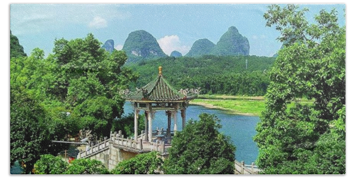 Photography Hand Towel featuring the photograph A View in Yangshuo by Kelly Santana