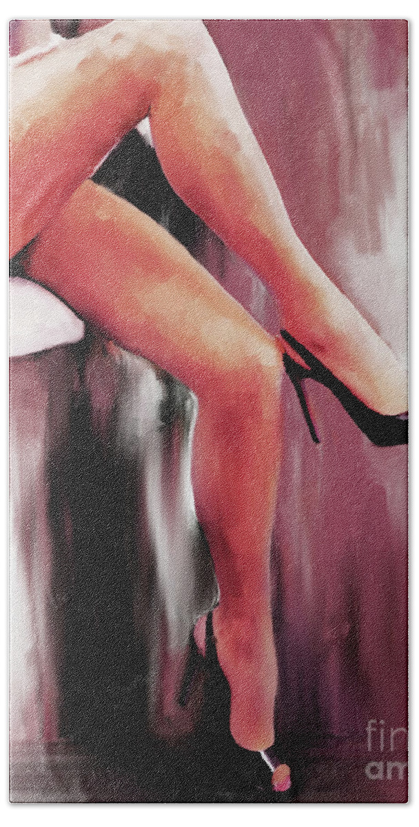 Long Legs Hand Towel featuring the painting Legs Crossed by Gull G