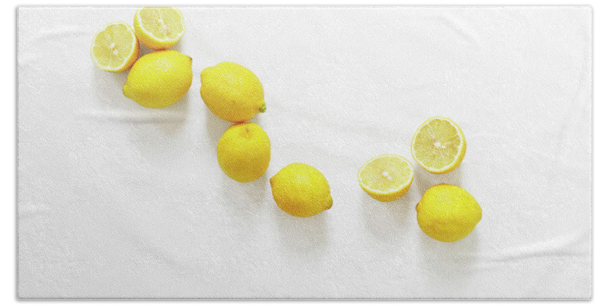 Lemons Hand Towel featuring the photograph Lemons by Lauren Mancke