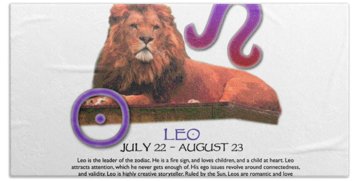 Leo Hand Towel featuring the digital art Leo Sun Sign by Shelley Overton