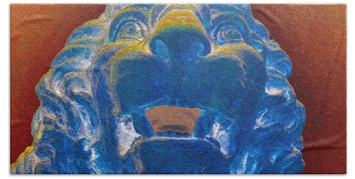 Lion Hand Towel featuring the painting Leo the Lion by David Lee Thompson