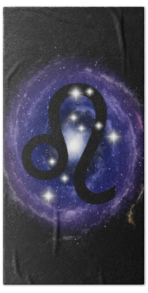 Leo Hand Towel featuring the digital art Leo Zodiac Sign Constellation Stars by Garaga Designs