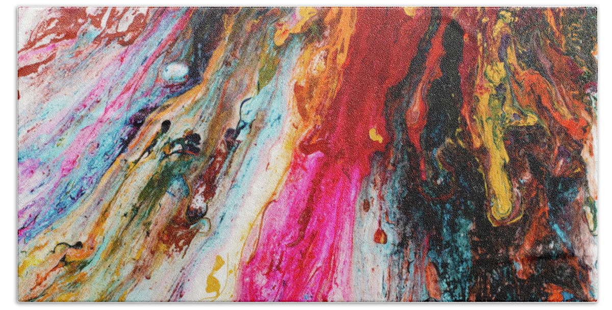 Abstract Bath Towel featuring the painting Let the Rain Fall by Robert Yaeger