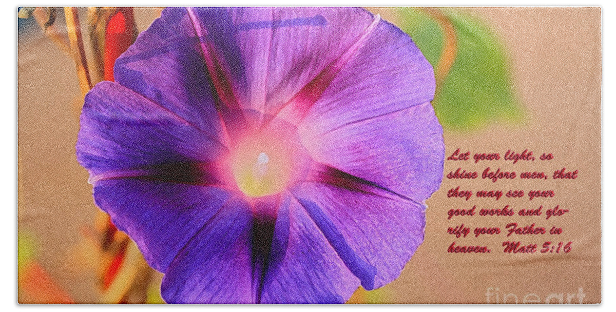 Morning Glories Hand Towel featuring the photograph Let Your Light Shine by Barbara Dean