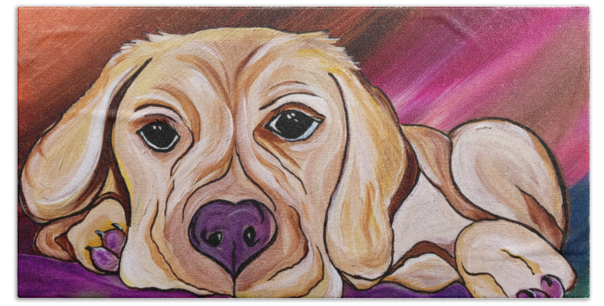 Dog Bath Towel featuring the painting Liam My Golden Friend  by Janice Pariza