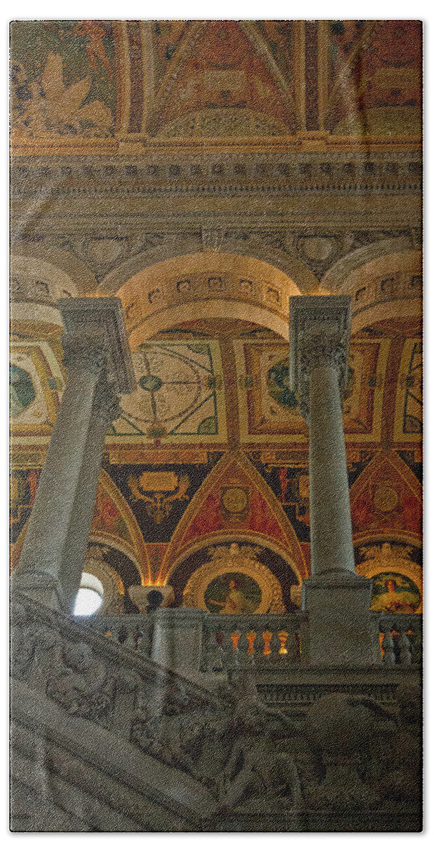 Congress Bath Towel featuring the photograph Library of Congress Staircase by Stuart Litoff