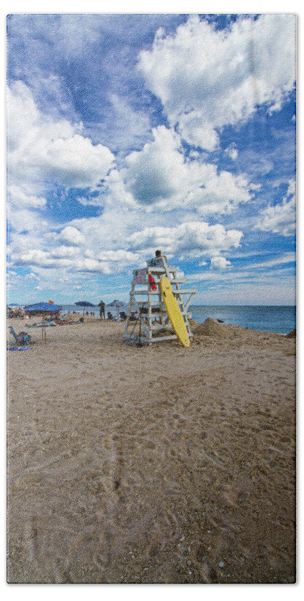Pike's Hand Towel featuring the photograph Lifeguard at Pike's Beach by Robert Seifert