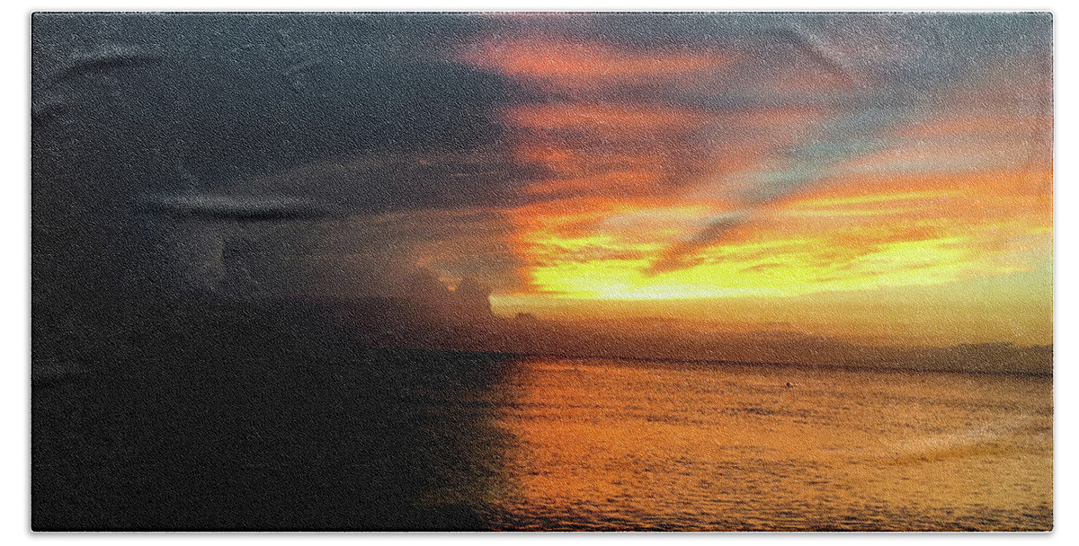 Sunset Bath Towel featuring the photograph Light and Shadow Sunset - Siesta Key Beach by Matt Sexton
