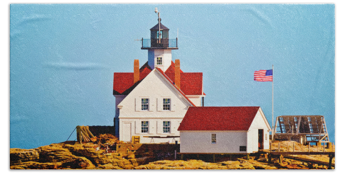 Cuckolds Lighthouse Hand Towel featuring the photograph Light Bright by Jeff Cooper