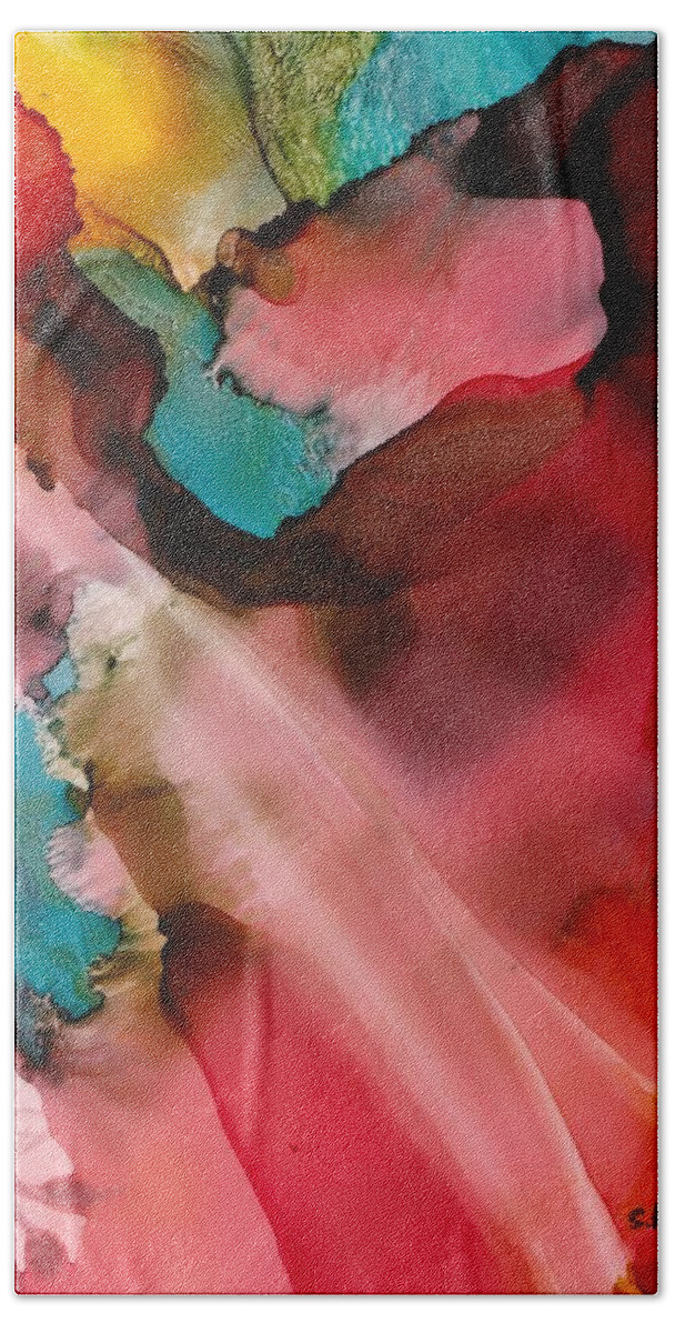 Abstract Bath Towel featuring the painting Light From Above by Susan Kubes