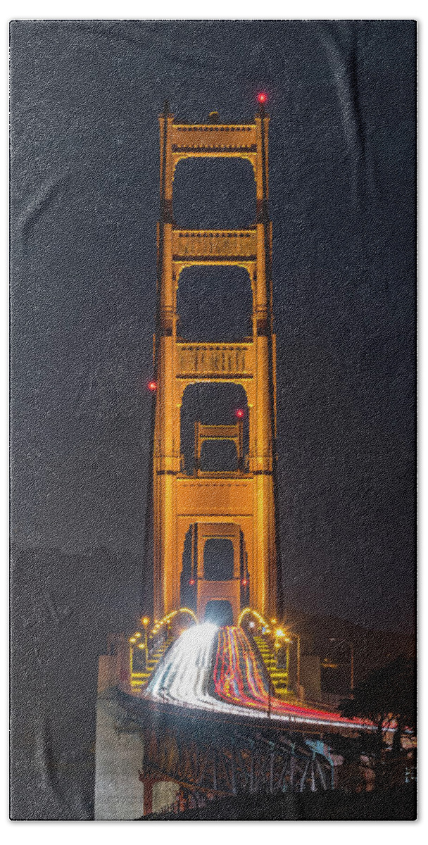 Golden Gate Bridge Bath Towel featuring the photograph Light Gateway by Bryan Xavier