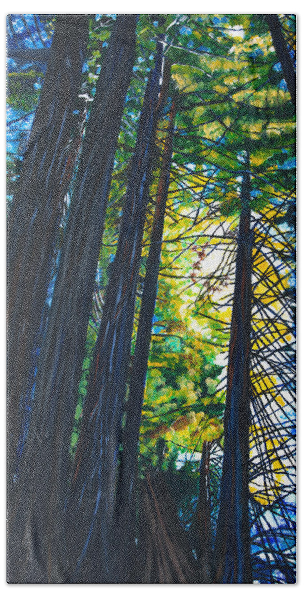  California Hand Towel featuring the painting Light in the Trees 40x30 by Santana Star