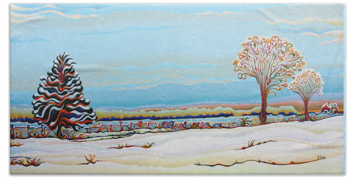 Snow Hand Towel featuring the painting Light November Blanket by Amy Ferrari