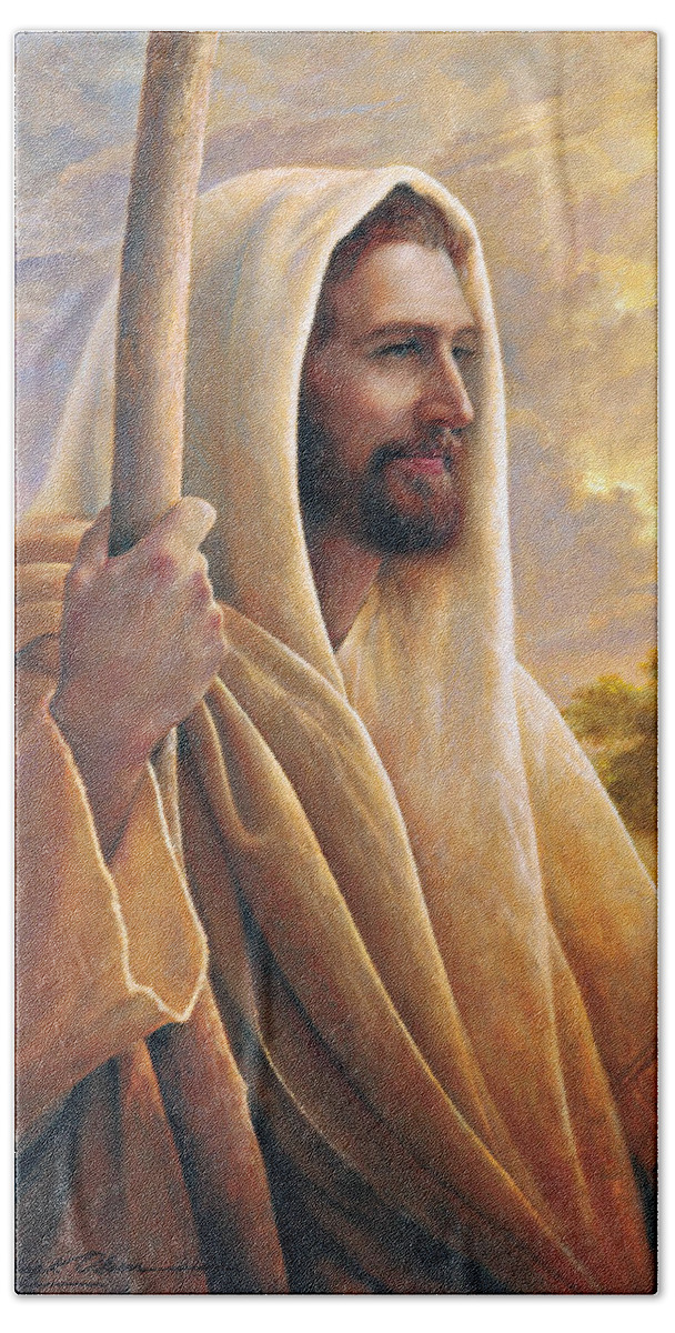Light Of The World Hand Towel featuring the painting Light of the World by Greg Olsen