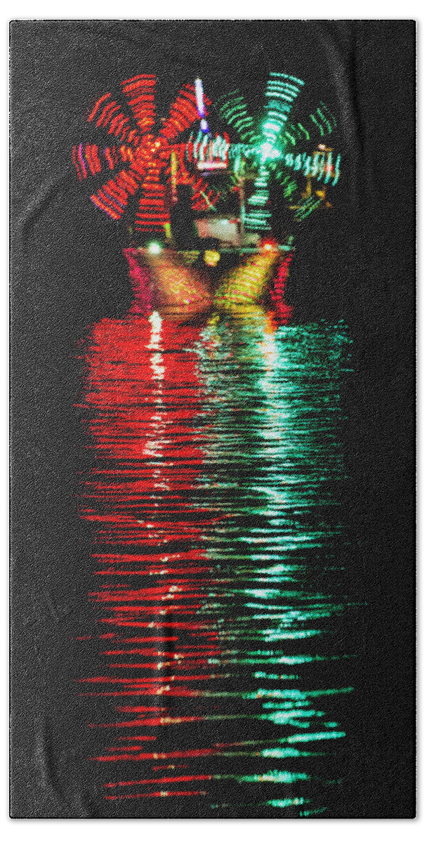 Art Bath Towel featuring the photograph Lighted Boat Parade 2 by Bob Slitzan