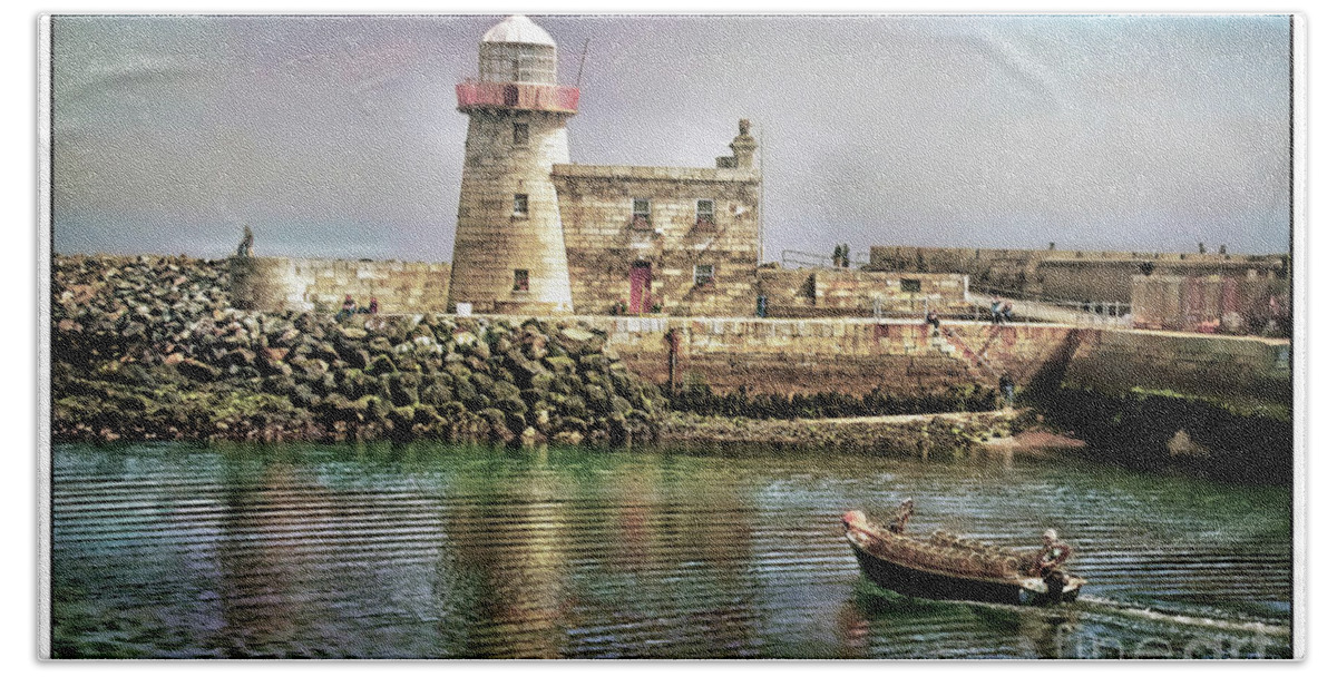 Fishing Boats Bath Towel featuring the photograph Lighthouse at Howth, Ireland by Norma Warden
