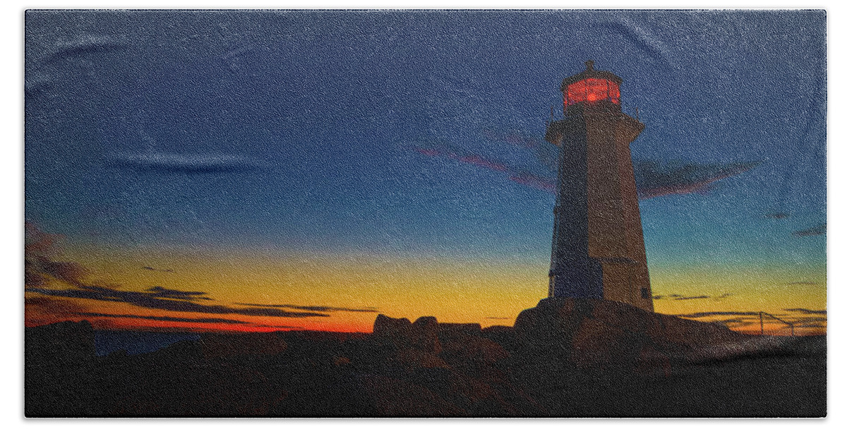 Lighthouse Bath Towel featuring the photograph Lighthouse Sunset by Prince Andre Faubert