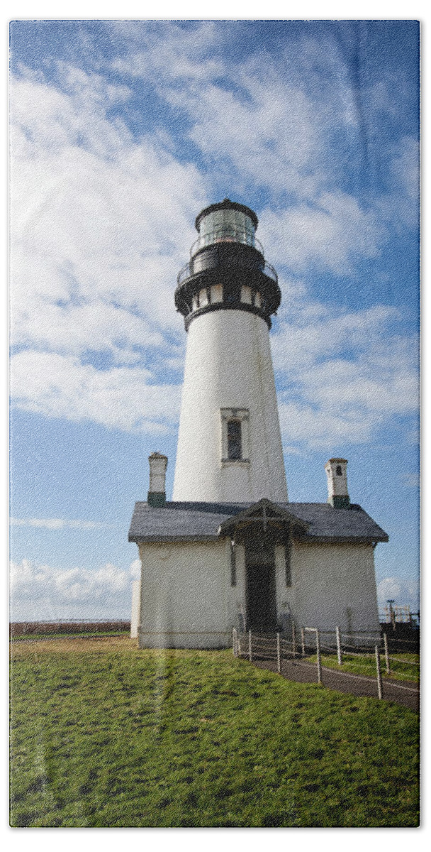 Yaquina Head Lighthouse Hand Towel featuring the photograph Lighthouse View by Mary Jo Allen