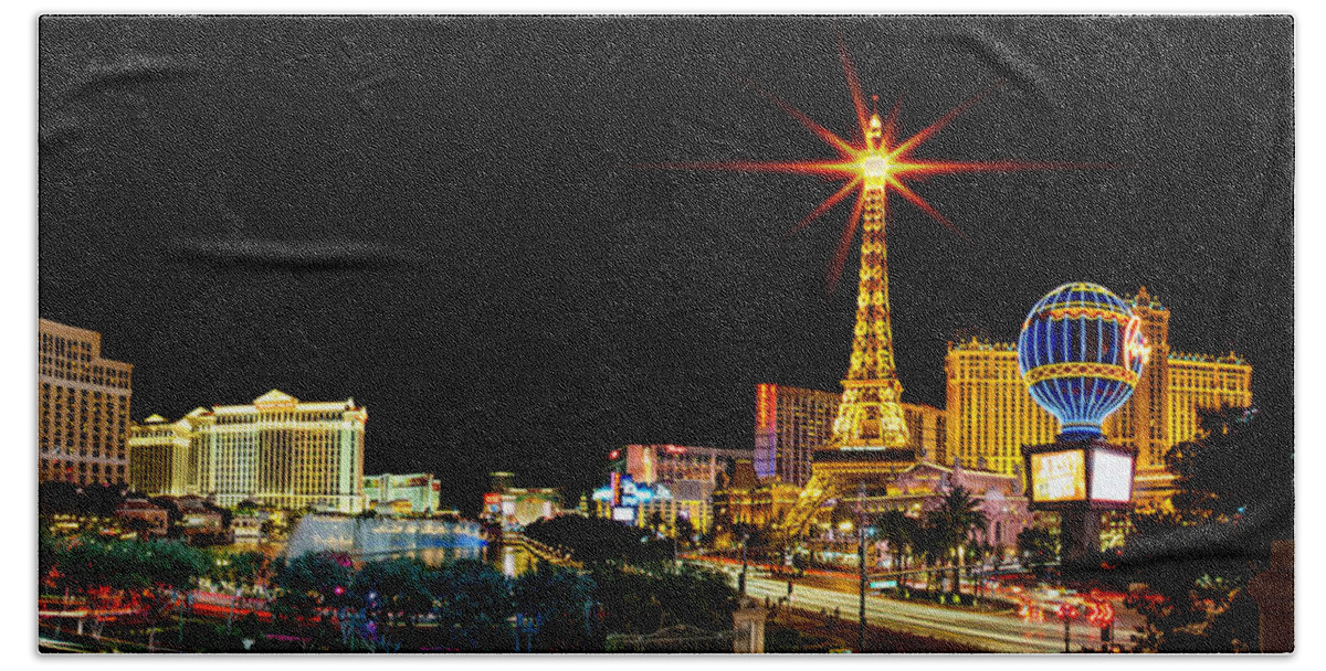Las Vegas Bath Sheet featuring the photograph Lighting Up Vegas by Az Jackson