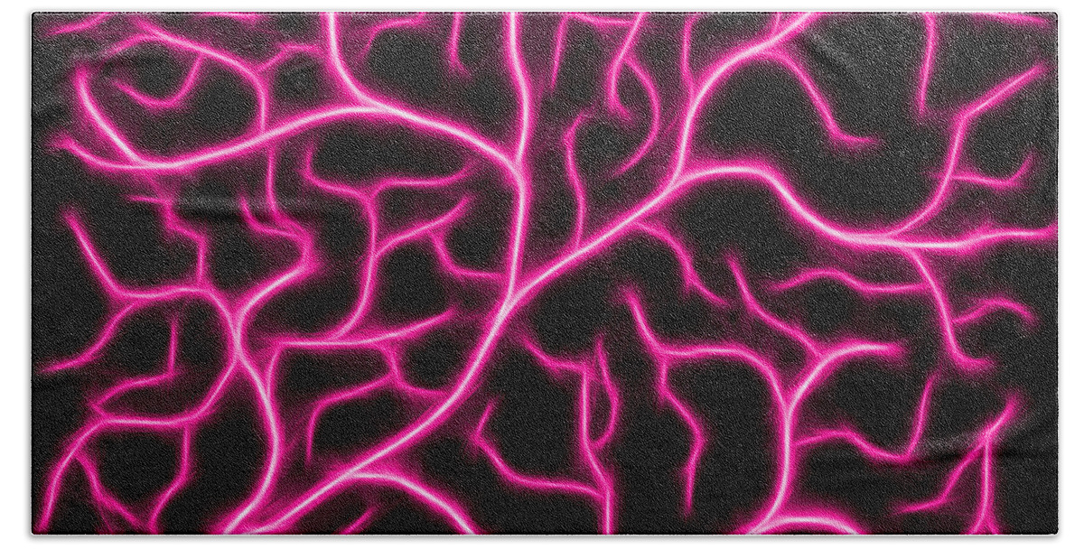 Lightning Hand Towel featuring the digital art Lightning - Pink by Shane Bechler