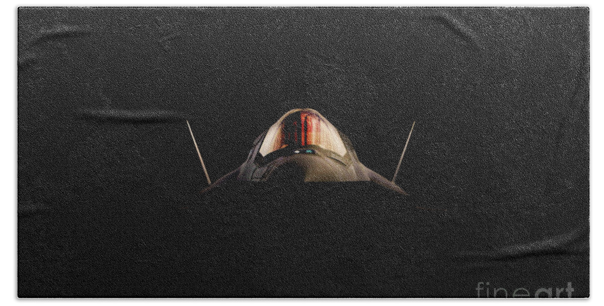 F35 Lightning Bath Towel featuring the digital art Lightning Shadows by Airpower Art