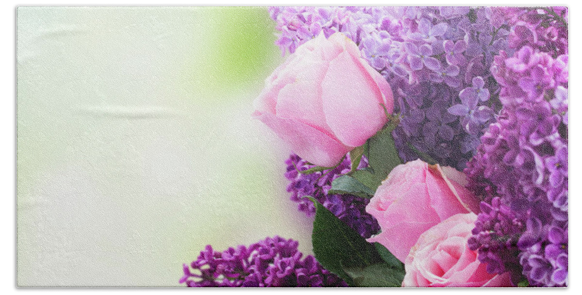 Lilac Bath Towel featuring the photograph Expectation of Summer by Anastasy Yarmolovich