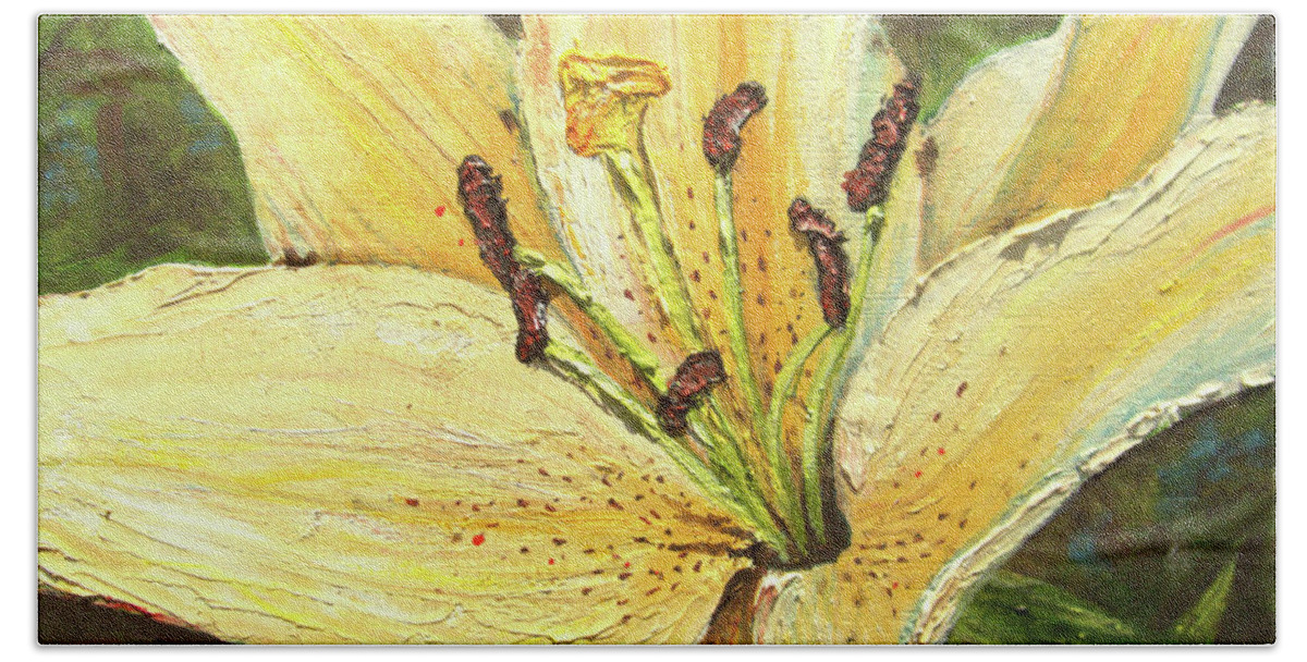 Lily Bath Towel featuring the painting Lily Dream by Nicole Angell