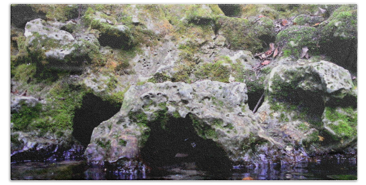 Limestone Bath Towel featuring the photograph Limestone Arch by Julie Pappas