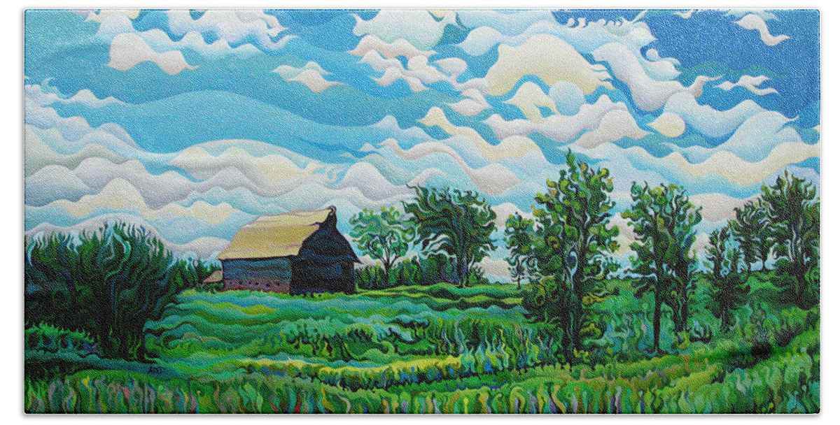 Field Bath Towel featuring the painting Limitless Afternoon Dreams by Amy Ferrari