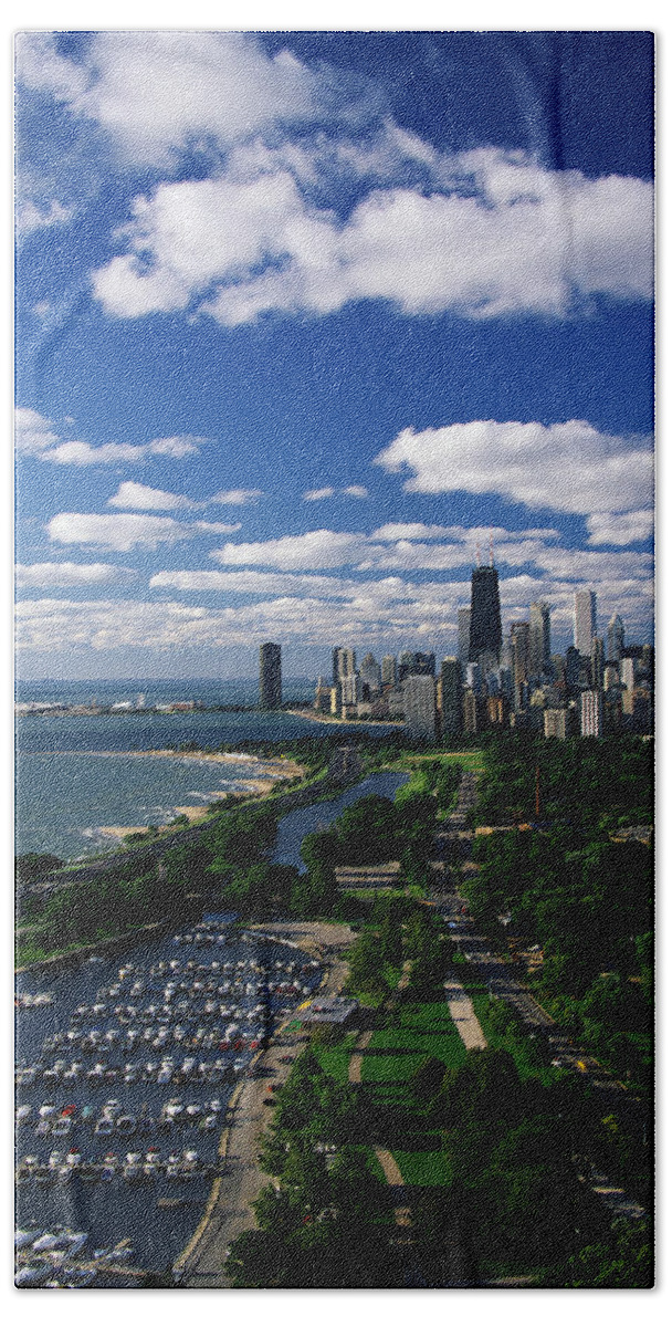 Photography Hand Towel featuring the photograph Lincoln Park And Diversey Harbor by Panoramic Images