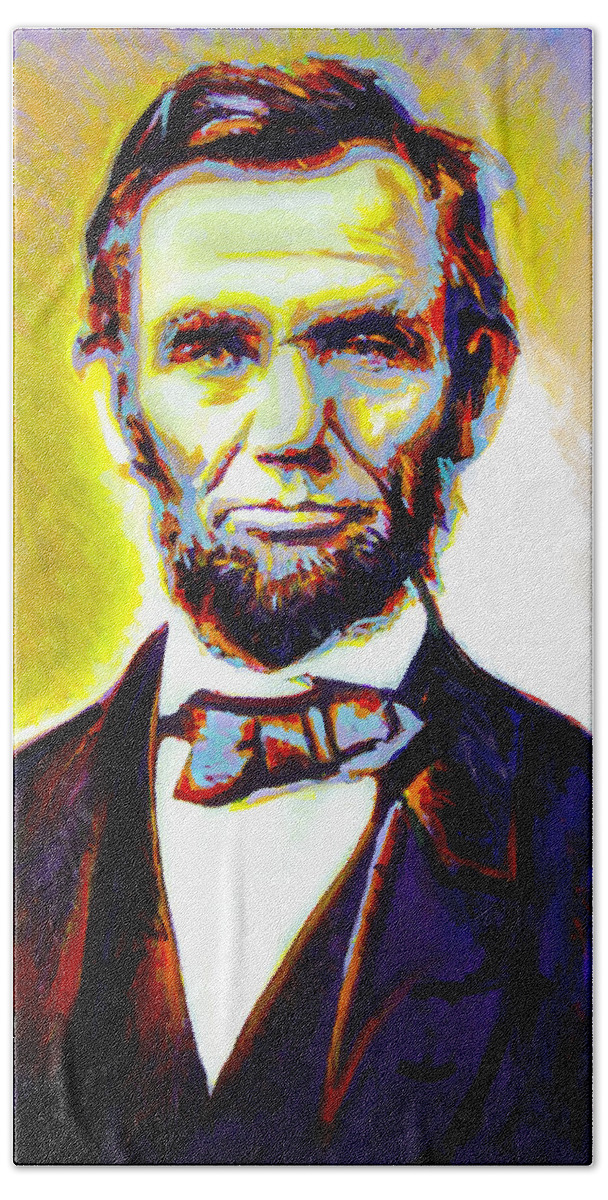 Abraham Lincoln Bath Towel featuring the painting Lincoln by Steve Gamba