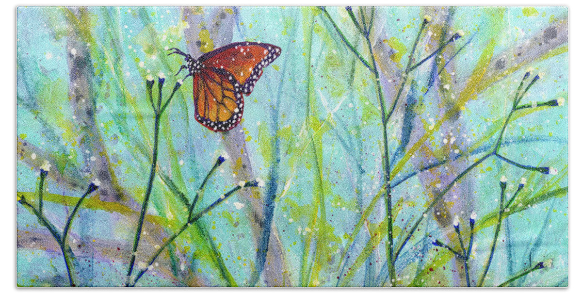 Butterfly Hand Towel featuring the painting Lingering Memory 2 by Hailey E Herrera