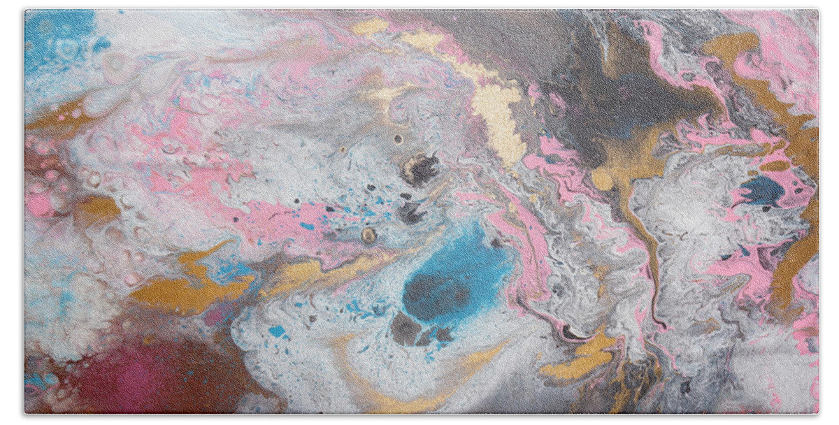 Liquid Nebula No 2 By I Asar Bath Towel featuring the painting Liquid Nebula No 2 by Celestial Images