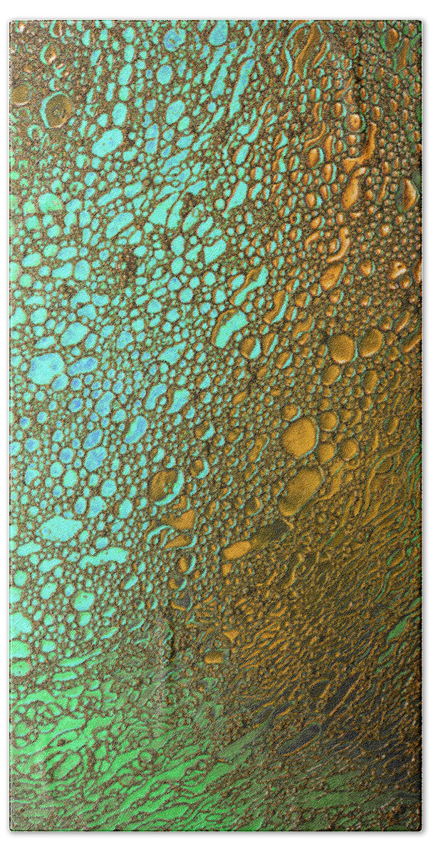 Oil Bath Towel featuring the photograph Liquid Turquoise Gold by Bruce Pritchett