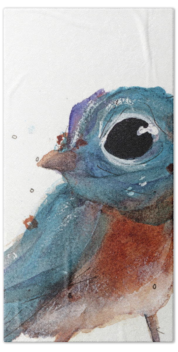 Bluebird Art Hand Towel featuring the painting Little Bluebird by Dawn Derman