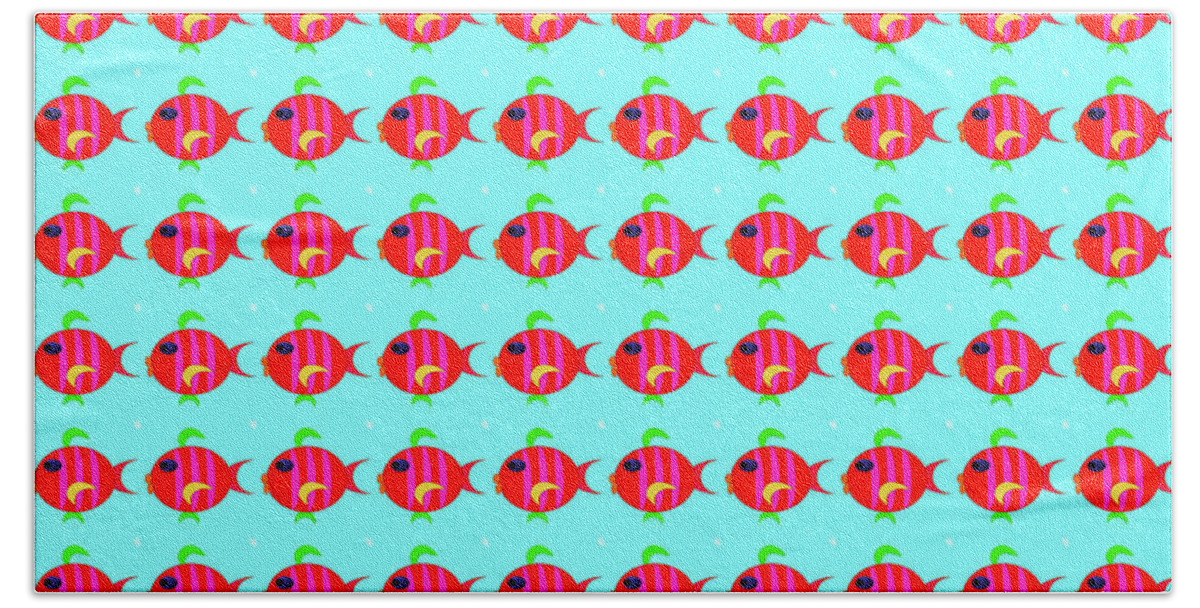 Goldfish Hand Towel featuring the digital art Little fish pattern by Silvia Ganora
