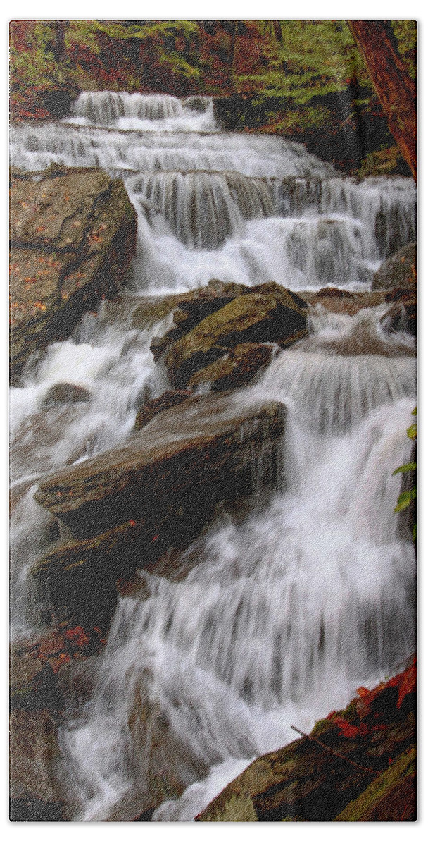 Waterfalls Hand Towel featuring the photograph Little Four Mile Run Falls by Suzanne Stout