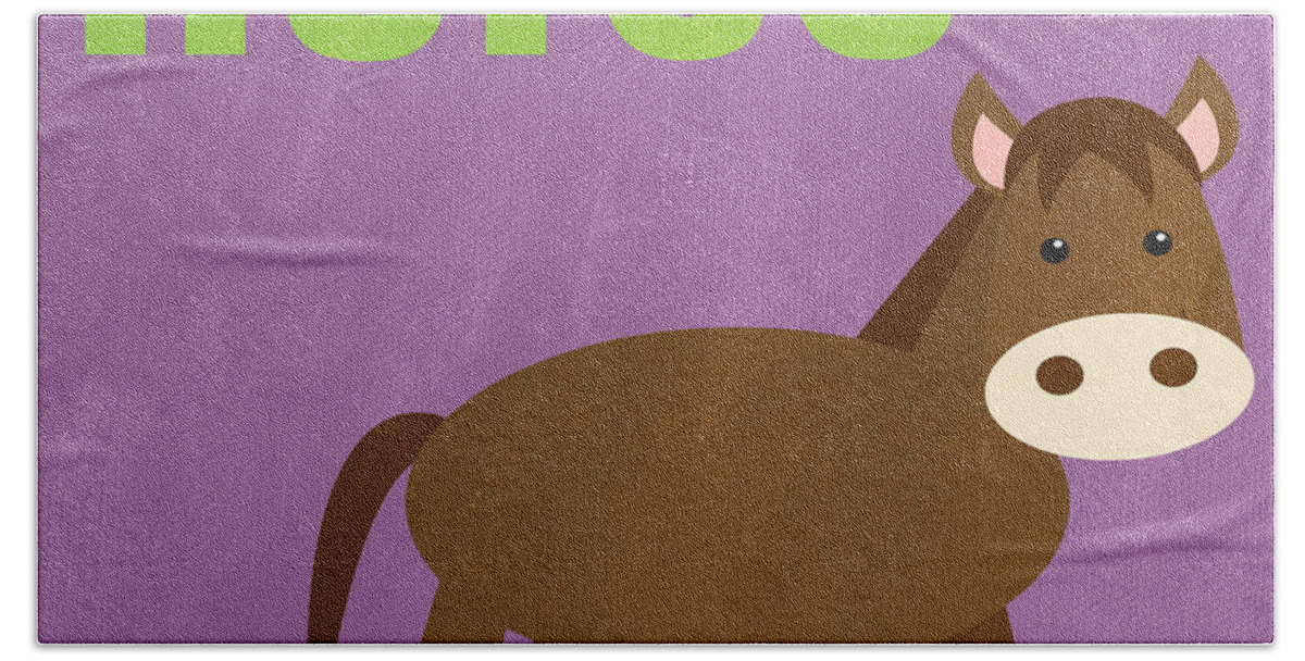 Horse Hand Towel featuring the painting Little Horse by Linda Woods