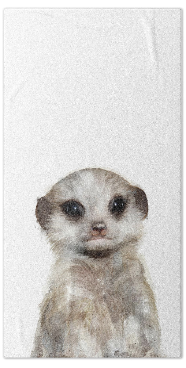 Meerkat Bath Towel featuring the painting Little Meerkat by Amy Hamilton