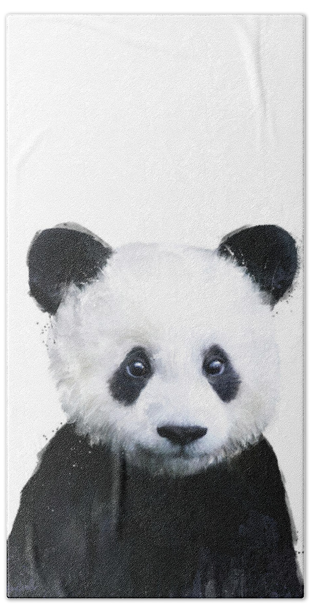 Panda Bath Sheet featuring the painting Little Panda by Amy Hamilton