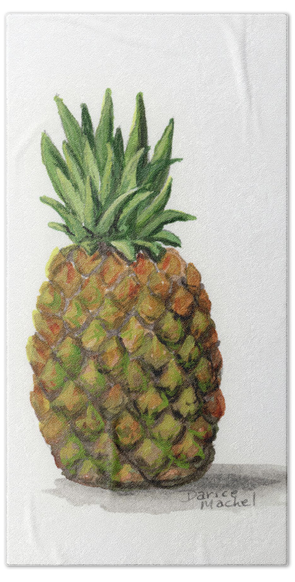 Pineapple Bath Towel featuring the painting Little Pineapple by Darice Machel McGuire
