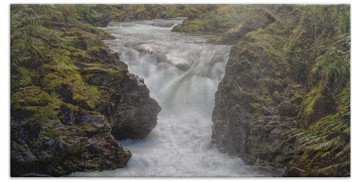 Waterfall Bath Towel featuring the photograph Little Qualicum Lower Falls by Randy Hall