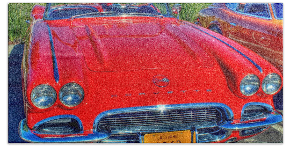 Car Bath Towel featuring the photograph Little Red Corvette by Randy Wehner