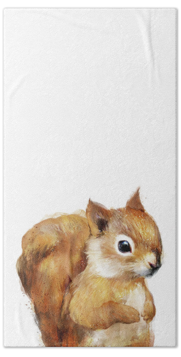 Squirrel Hand Towel featuring the painting Little Squirrel by Amy Hamilton