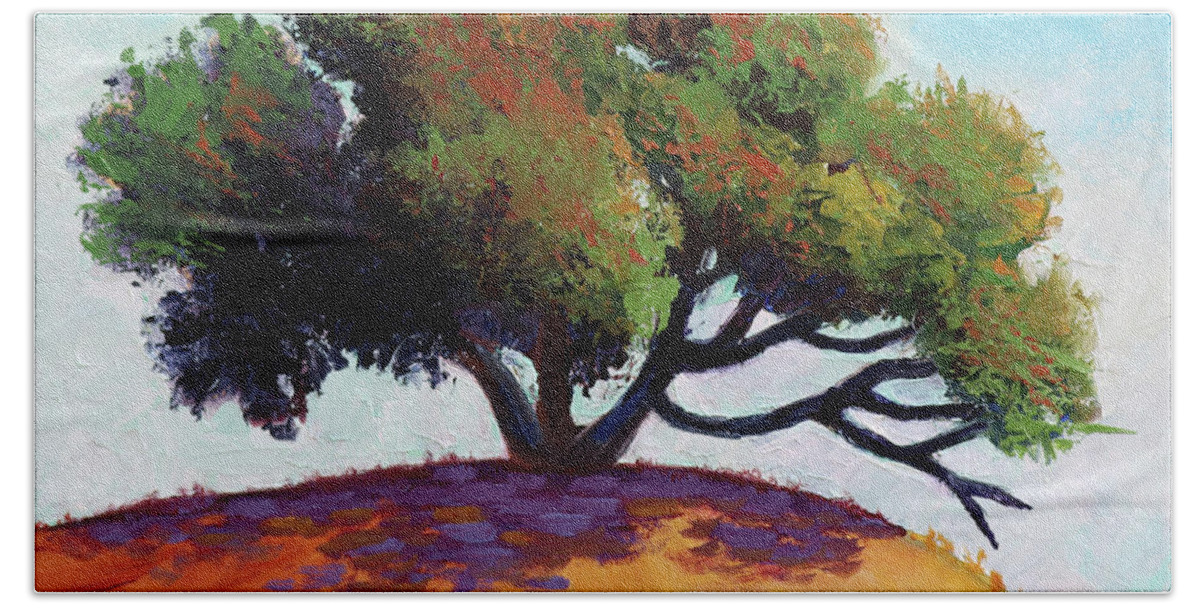 Tree Hand Towel featuring the painting Live Oak Tree by Kevin Hughes