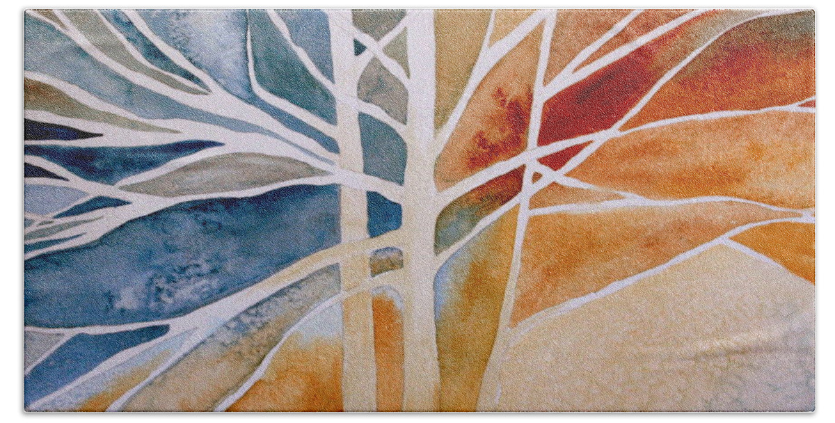 Watercolor Bath Towel featuring the painting Lives Intertwined 2 by Julie Lueders 